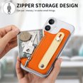 thumbnail image 4 of ELEHOLD Case for iPhone 16, Leather Wallet Case with Metal Buckle Card Holder & Wristband & Stand, Shockproof Back Cover for Men Women,Orange, 4 of 11