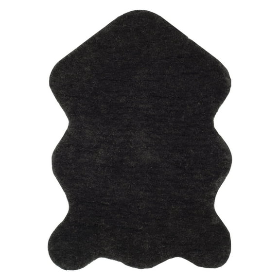 SAFAVIEH Addie Solid Plush Polyester Sheep Shag Area Rug, Charcoal, 3' x 5'