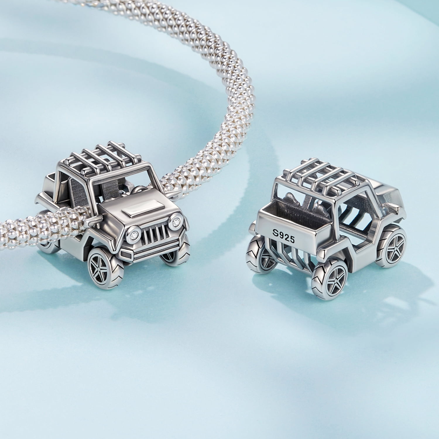 Off-road VehiclesCharm, Genuine 925 Sterling Silver Charm, Compatible with Most Charm Bracelet