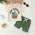 thumbnail image 2 of Gerichy Toddler Kids Baby Boy Summer Outfits Boys Short Sleeved Two piece Set With Truck Letter Printing Baby Boys Clothes Baby Outfits Shirts Sets Toddler Baby Boys Summer 2PCS Clothes Set, 2 of 6