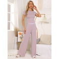 thumbnail image 3 of DARING DIVA Women's Pajama Sets Short Sleeve Ruffled Top Long Pants Lounge Sets XS Pink, 3 of 7
