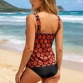 thumbnail image 4 of Aihuaihua Women's Polka Dot Tankini Swimsuit Swim Tank Top Tummy Control Bathing Suit with Black Bottoms Two Piece Swimwear Orange XL, 4 of 6