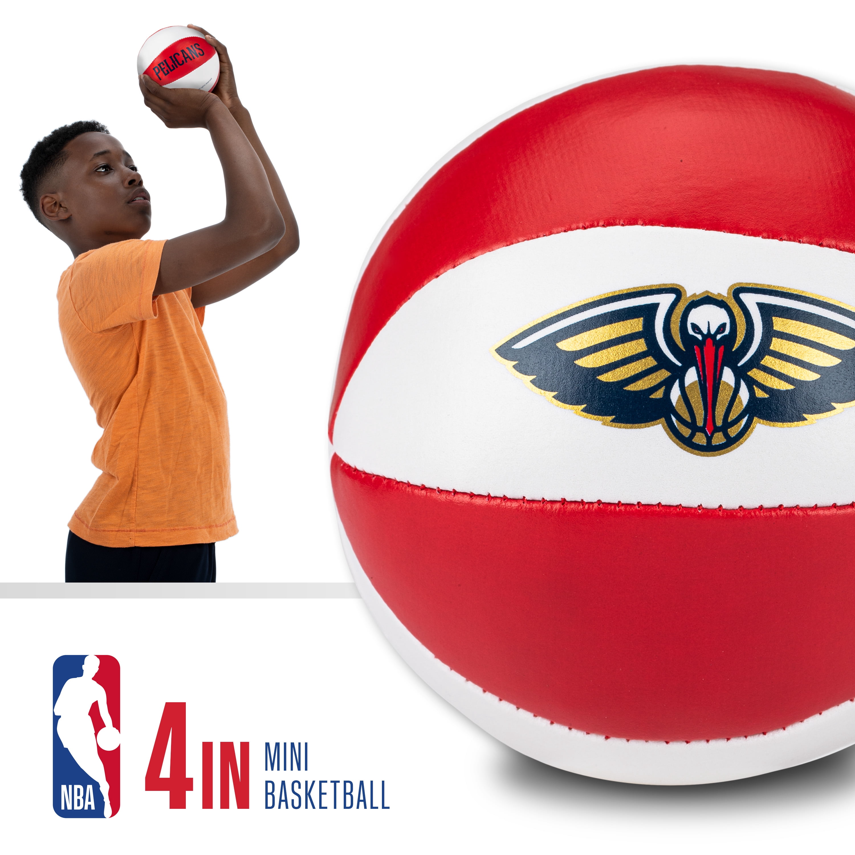 Franklin Sports NBA New Orleans Pelicans Toy Basketballs - 2 Pack of Kids Soft Mini Basketballs for Over the Door + Indoor Hoops - NBA Fan Shop Kids Soft Toy Basketballs - (2) Mini Balls Included