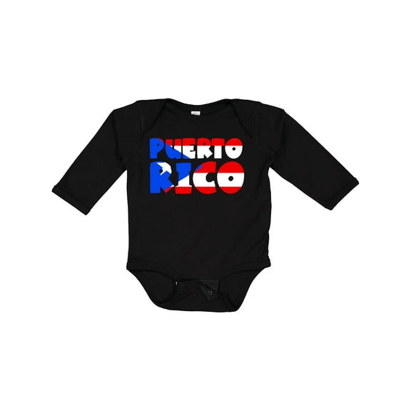 Inktastic Puerto Rico Flag in Text Boys or Girls Long Sleeve Baby Bodysuit