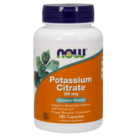 (2 pack) NOW Potassium Citrate Capsules, 99 Mg, 180 (Best Potassium Supplement For Leg Cramps)