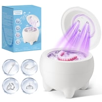 Ultrasonic Retainer Cleaner, 45kHz Dental Cleaning Machine Ultrasonic Jewelry Cleaner, for Dentures, Ring,Dental Pod, Low Noise(White)Gifts For Her