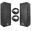 Seismic Audio Pair of Dual 15" DJ Speakers and 35' Speaker Cables - Dual 15" Band Loudspeakers - SA-155T-PKG22