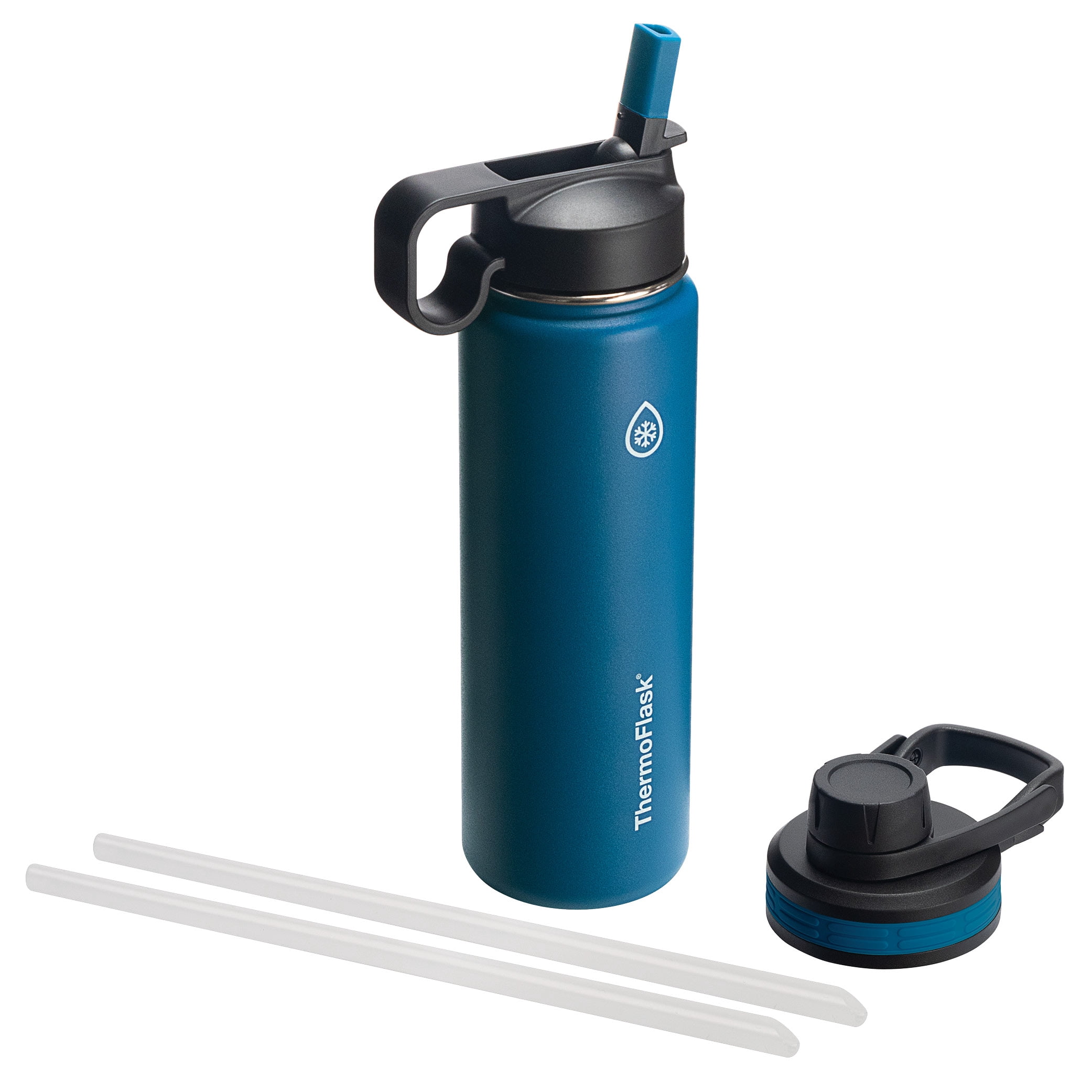 ThermoFlask Combo Chug and Straw Lid, 24Oz Cobalt
