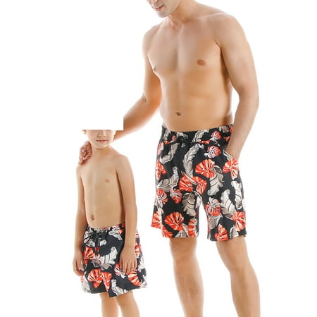 

Youweixiong Family Matching Swimwear Father Son Matching Swim Trunks Print Beachwear Parent-child Summer Bathing Suit Shorts