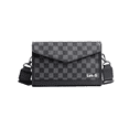 thumbnail image 1 of Bolsa Bandolera Elegante De Pu A Cuadros Para Hombre Cuadritos Lab.G  Gris Negro, 1 of 5