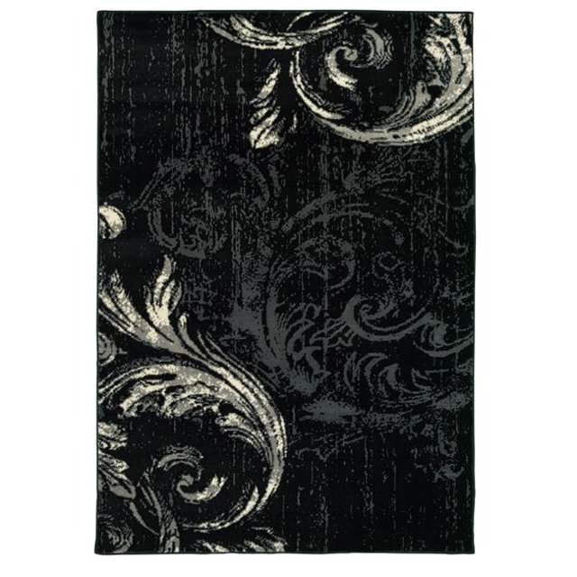 LR Home INFIN81307BKA5272 Infinity Contemporary Swirl Indoor Area Rug, Black & Anthracit - 5 2 x 7 ft. 2 in.