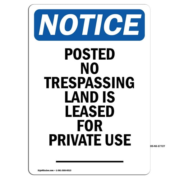 OSHA Notice Signs - Posted No Trespassing Land Is | Decal | Protect Your Business, Construction Site, Warehouse | Made in the USA