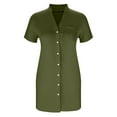 thumbnail image 5 of Elvqul Womens Plus Size Nightgowns Fashion Short Sleeve Collared Night Shirts Holiday Button up Nighty Green Nightgowns, 5 of 7
