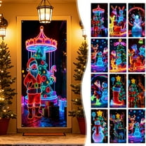 Festive Christmas Door Cover Decoration - Durable Door Hanging Tapestry, Vibrant Holiday Prints for Home Entrance, Party Decor & Christmas Celebrations, Easy To Hang Door, 70.8*35.4in, J