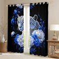 thumbnail image 2 of Feelyou Cheetah Leopard Teens Curtains Pack of 2 (42x84 Each), Romantic Jungle Animal Curtains Blackout, Blue White Anniversary Rose Bedroom Curtains, Window Curtains Home Decor, 2 of 6