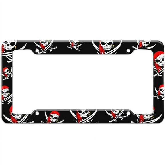 Pirate Skull Swords Pattern License Plate Frame