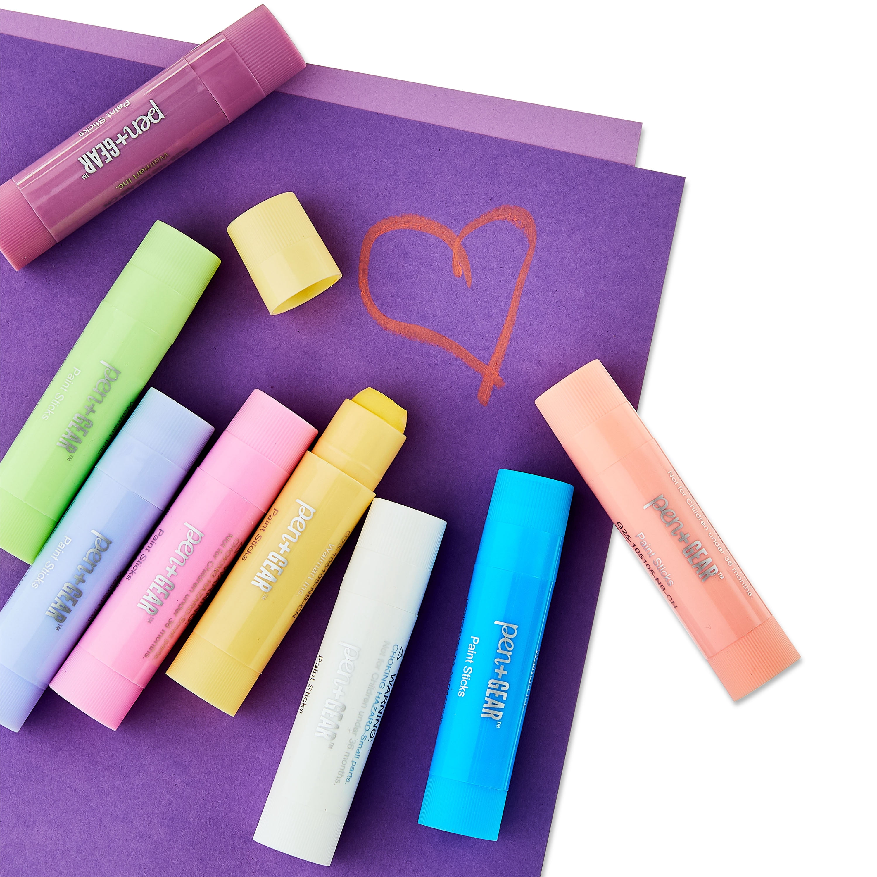 Pen+Gear 8 Paint Sticks For Kids, 8 Colors, Washable, Non-Toxic