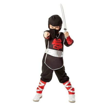 Melissa & Doug Ninja Role Play Costume Set (4 pcs) - Tunic, Pants, Hood, Soft Sword