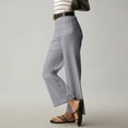 thumbnail image 6 of Mohiass Womens Stretch Twill Pants Casual High Waisted Wide Leg Cropped Pants Straight Leg Ankle Chino Pant with Patch Pockets Gray S, 6 of 9