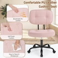 thumbnail image 5 of edx Height Adjustable Office Desk Chair, Low-Back Lumbar Support Rolling Work Swivel Task Chair with Wheels for Home Office Bedroom, Pink, 5 of 9