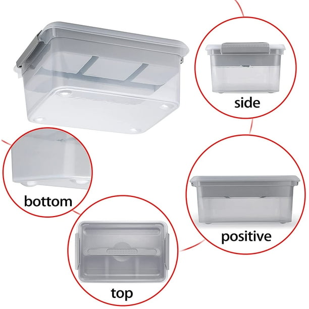 BTSKY Plastic Storage Box& Carry Box, Plastic Storage Container  Multipurpose Portable Tool Box Sewing Box with Removable Divider Tray  Locking Lid & Handle (Blue, L) : : Home