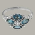 thumbnail image 5 of LBG British Made 10k White Gold Ring with Natural Diamond & London Blue Topaz Womens Statement Ring - 33 size options - Size 7.25, 5 of 6