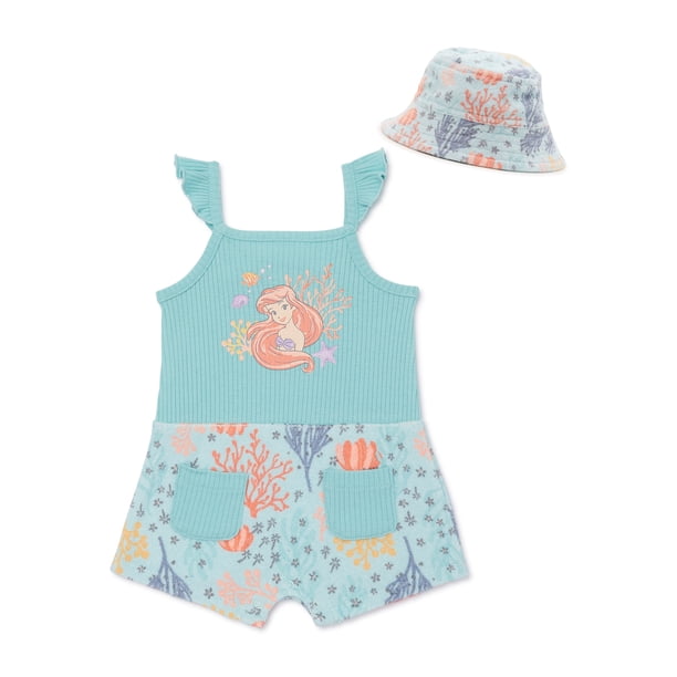 Disney's Little Mermaid Baby Girl Ariel Romper Outfit, Sizes 0/3 Months