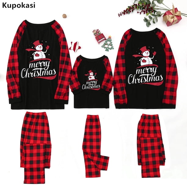Kupokasi Nuevo conjunto de pijamas navideños a juego para toda la familia, con ciervo, para adultos y niños, top y pantalones, ropa de dormir navideña, pijama, traje para bebé