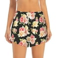 thumbnail image 2 of Fuzoiu Rose Flowers Print Women's Athletic Shorts, Double-Layer Running Shorts with Pocket,Women's Workout Shorts for Yoga, Gym, and Workouts-Large, 2 of 7