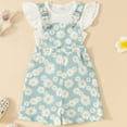 thumbnail image 2 of Utlike Girls Outfit Sets Cute Baby White Flying Sleeve T Shirt + Suspenders Flower Print Set For Baby Girls Matching Sets Size 2 Years-3 Years, 2 of 5