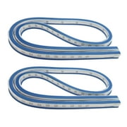HAMPPLIES Multi-Functional Line Ruler 2Pcs Flexible Curve Ruler Multi Rubber Metal Bendable Design for Engineering