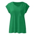 thumbnail image 5 of Delayuji Womens Tank Top V Neck Cap Sleeve Summer Casual Loose Slit Side Sleeveless Tunic Tee Shirts 2025 Trendy Clothes Green L Polyester,Spandex Short Sleeve Shirts for Women, 5 of 5