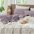 thumbnail image 5 of MooMee 100% Washed Cotton Sheet Set King Linen Like Textured Breathable Durable Soft Comfy 4pcs (Taro Purple), 5 of 6
