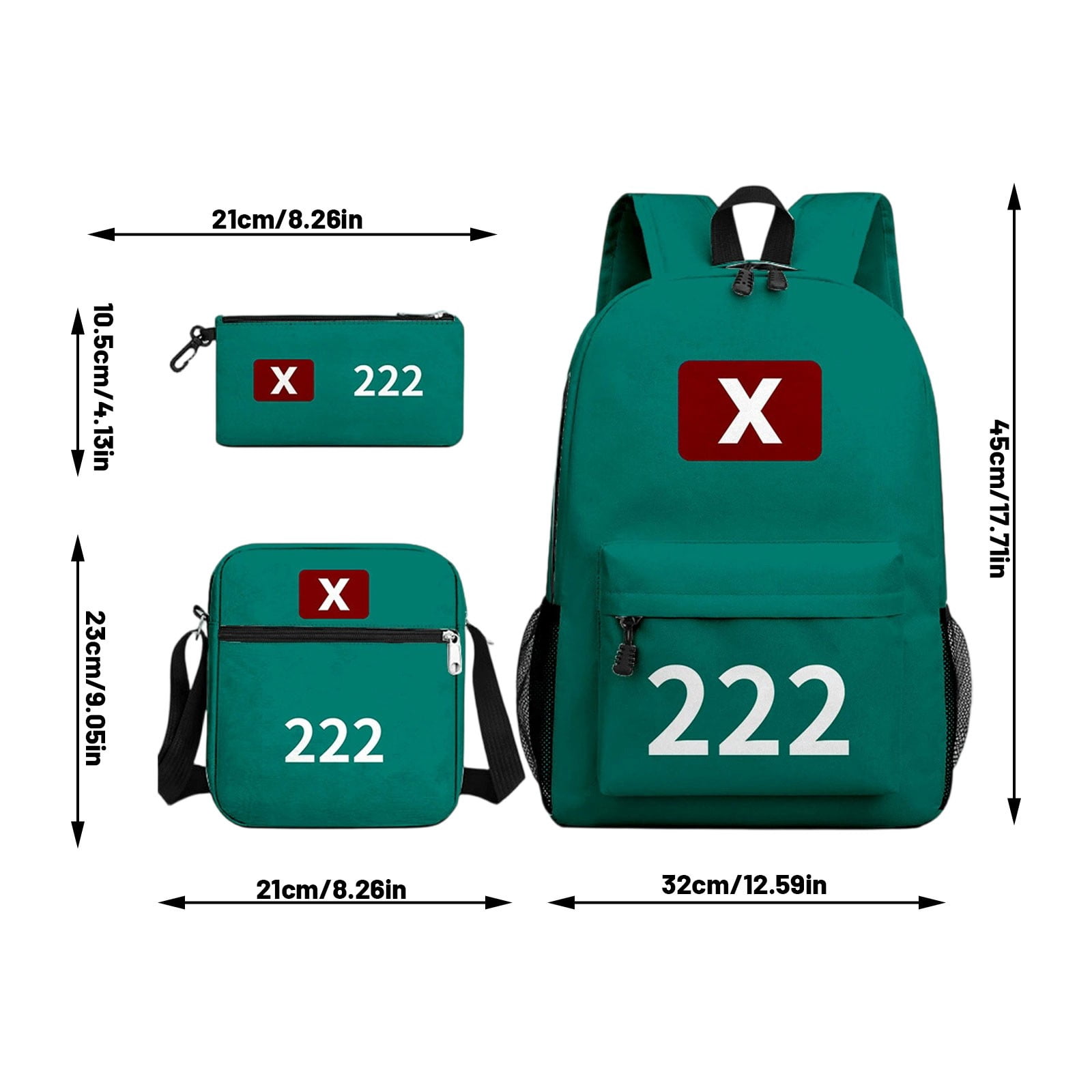 Swooo 3 PCS Squid Horror Game Backpack Waterproof, Travel Laptop Backpacks School Bag College Backpack Traveling Backpack Large Bookbags Back To School Supplies Mochilas for Teens Students A