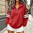 thumbnail image 2 of Hurxie Women's Varsity Striped Sweatshirt Oversized Lightweight Knit Pullover Drop Shoulder Crew Neck Long Sleeve Casual Sweatshirts, 2 of 6