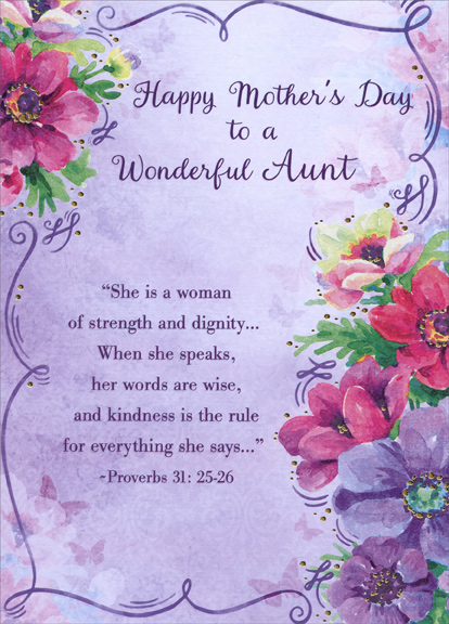 Happy Mothers Day Aunt Designer Greetings Pink And Purple Floral Border: Wonderful Aunt Religious Mother's  Day Card - Walmart.com
