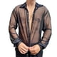 thumbnail image 3 of Men See Through Shirt Long Sleeve Men Mesh Shirt Breathable Single Row Button For Party ANGGREK Ropa, 3 of 6