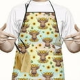 thumbnail image 2 of Colorful Highland Cow Sunflower Pattern Apron-Garden Aprons for Women with Pockets-Cotton Linen Waterproof Kitchen Cooking Gardening Aprons Adjustable for Kitchen,Cooking,BBQ and Salon 33x27 Inch, 2 of 7