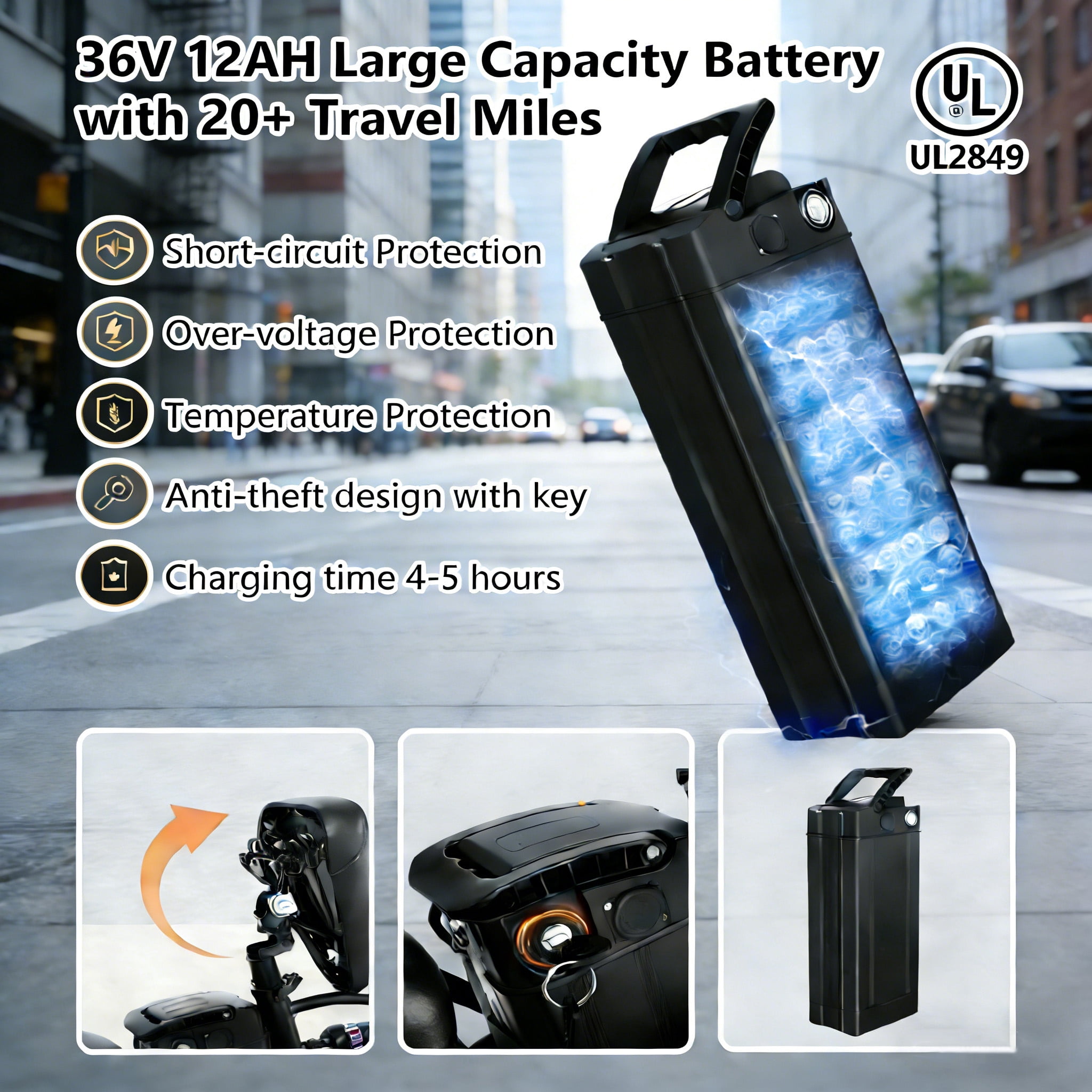 OwnGold Folding Electric Bicycles,500W Peak Motor,30 Miles 20MPH,Removable Battery,14" Mini Ebike,City Commuter E-Bike,UL2849