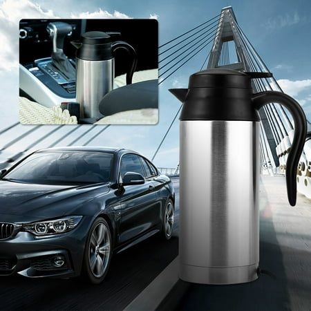 Spptty 750ml 12V Car Stainless Steel Cigarette Lighter Heating Kettle Mug Electric Travel Thermoses,Electric Water Kettle, Heating