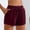 Wine, variant on ZZwxWA Cotton Shorts for Women Elastic Waist Drawstring Casual Shorts Loose Fit Cute Summer Beach Shorts with 2 Pockets