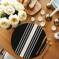 thumbnail image 2 of Black Beige Striped Round 13 Inch Placemats Set of 2, Modern Farmhouse Retro Lines HeatResistant Non Slip Place Mats for Dining Table, Wipeable Braided Kitchen Table Mats for Housewarming, 2 of 9