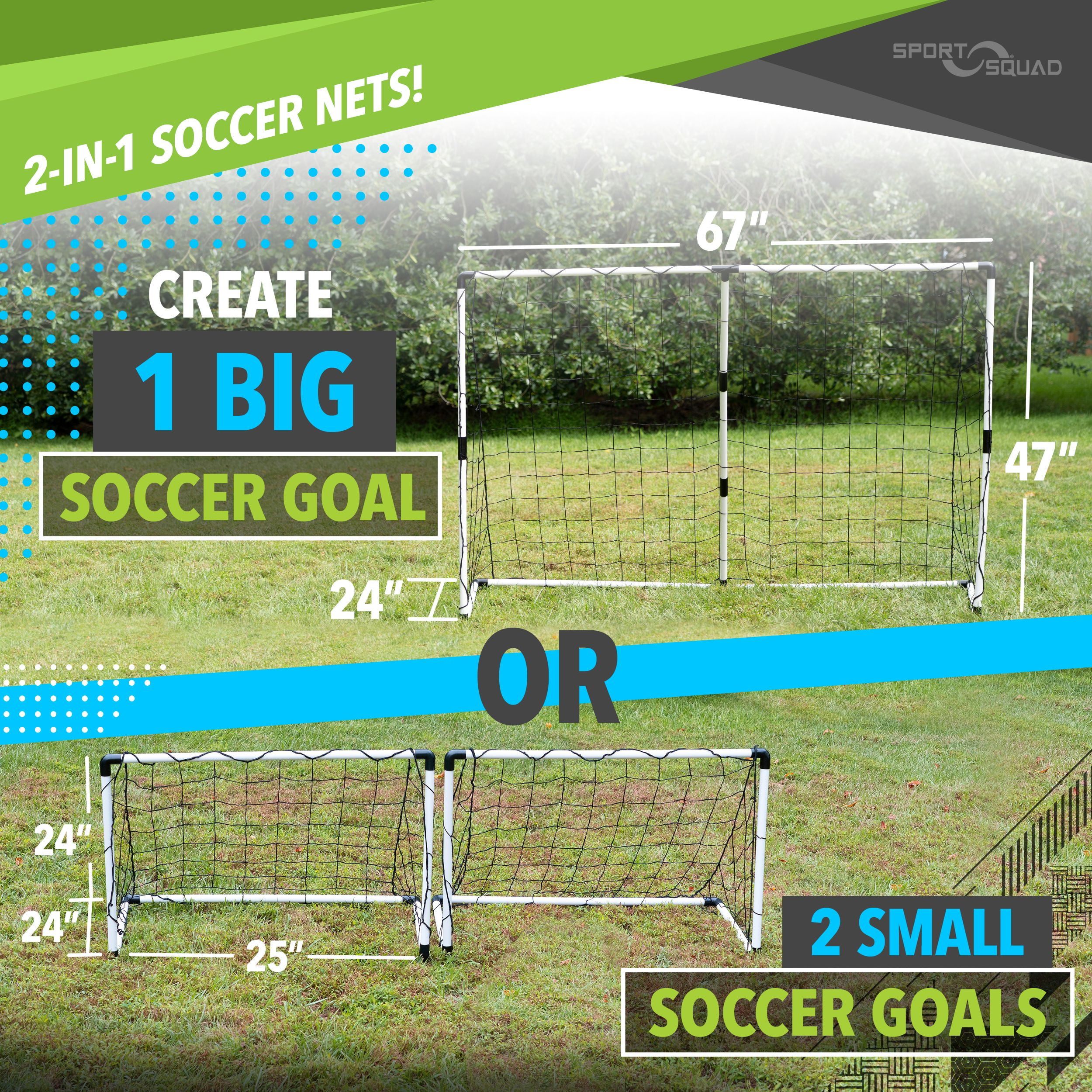Sport Squad Mini 2-in-1 Dual Use Training Soccer Goal Net Set 