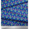 thumbnail image 2 of Soimoi Blue Cotton Voile Fabric Leaves & Tulip Floral Decor Fabric Printed Yard 56 Inch Wide, 2 of 3