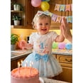 thumbnail image 6 of BemeyourBBs Baby Girl First Birthday Outfit One Years Old 1st Birthday Clothes Letter Puff Sleeve Romper Cupcake Tulle Skirt Set Bow Headband, 6 of 9