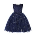 thumbnail image 2 of Huowey Toddler Kids Girls Princess Dress Sparkly Sequins Star Prints Sleeveless Crewneck Party Hoilday Wedding Gown High Waist Mesh Tutu Dresses Formal Birthday Casual Stylish Clothes,Blue,3-4 Years, 2 of 8