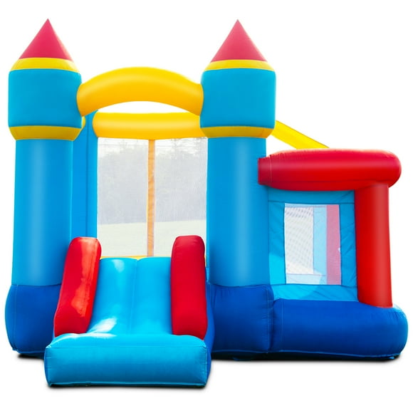 Topbuy Inflatable Bouncer Castle With Blower Kids Bounce House Slide Basketball Hoop