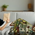 thumbnail image 3 of Cityscape Soft Flannel Fleece Blanket, Old Town Retro Art with Colorful Apartments Building Windows Balconies Chimneys, Cozy Plush for Indoor and Outdoor Use, 50" x 60", Green Beige, by Ambesonne, 3 of 5