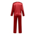thumbnail image 6 of Matching Christmas Pajamas for Family Satin Christmas Pjs Long Sleeve Pullover Holiday Nightwear Top and Pants 2 Piece Set Christmas Family Matching Outfits, 6 of 8