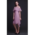 thumbnail image 4 of Bimba Robe à Volants Imprimée Florale Violette pour Femmes Épaules Dénudées - Moyen, 4 of 6